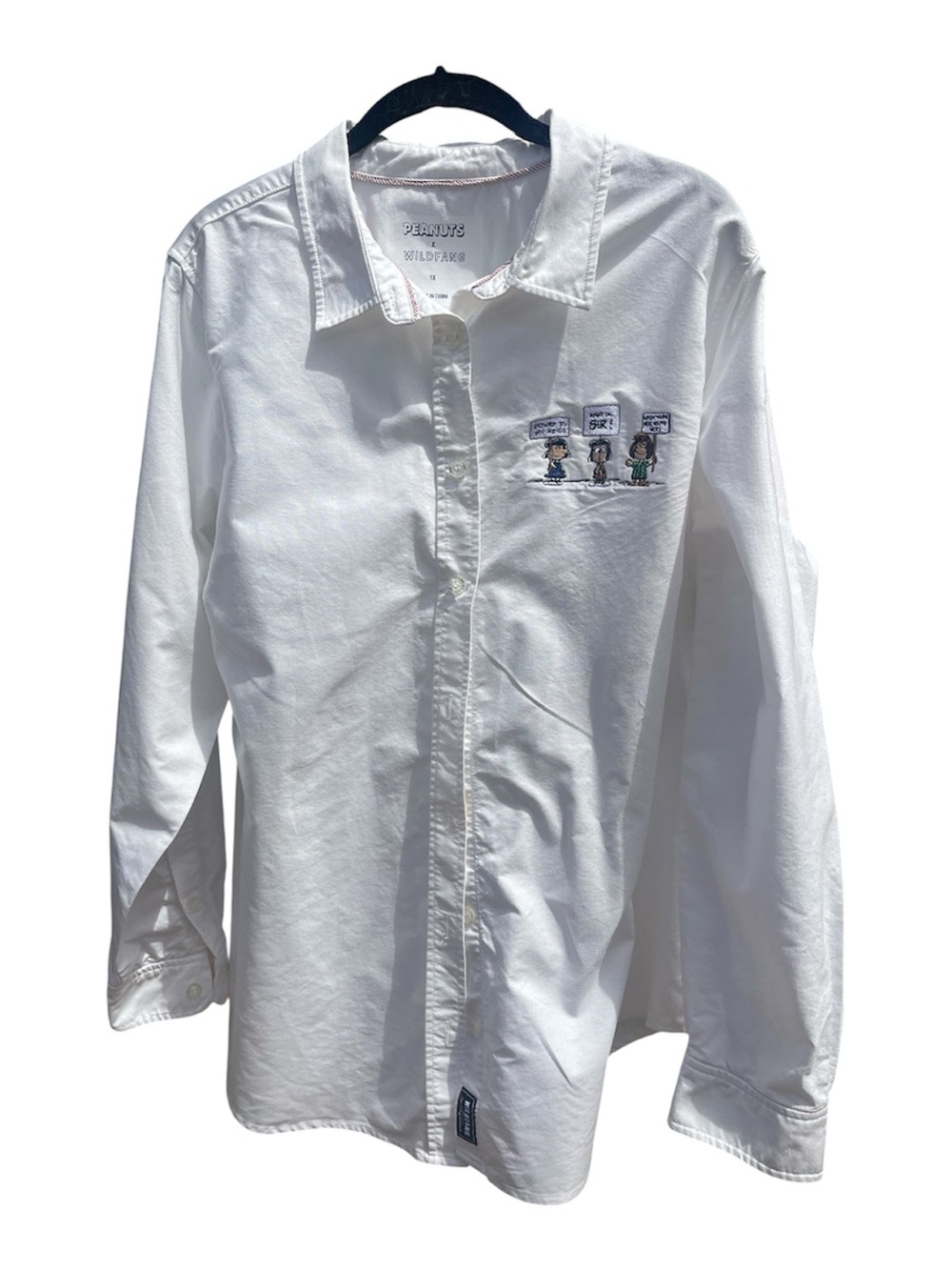 Wildfang x Peanuts Long Sleeve Oxford Button-Up Shirt, Creamy White, 1X - Picture 7 of 11